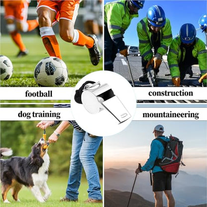 2 Pack Sports Whistle Stainless Steel Coach Whistle with Lanyard Loud Crisp Sound Referee Whistles for Football Basketball Soccer School Referees Coaches Lifeguard Emergency