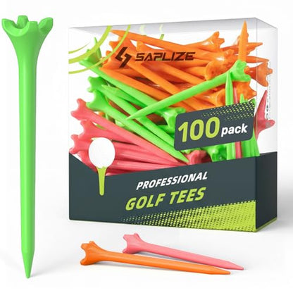 SAPLIZE Upgraded 4-Prong Golf Tees Plastic, 50/100/120/200 Pack (1-1/2", 2-3/4'', 3-1/4"), Engineered to Reduce Friction & Side Spin, Unique Golf Gifts for Golfers - color: Mixed (100pcs, 3-1/4")