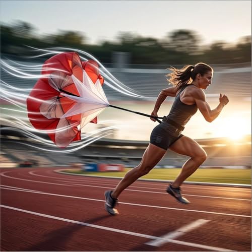 Football Kick Trainer Parachute Resistance with Adjustable Waist Strap for Youth Field, Backyard, Speed and Power Drills - color: Red