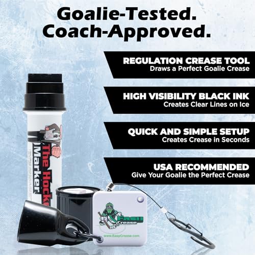 The Hockey Marker: Precision Hockey Training Aid for Coaches & Goalies, Ice-Safe Alignment Guide with Crease Protractor, Professional Black Marker for Regulation Goalie Crease Setup