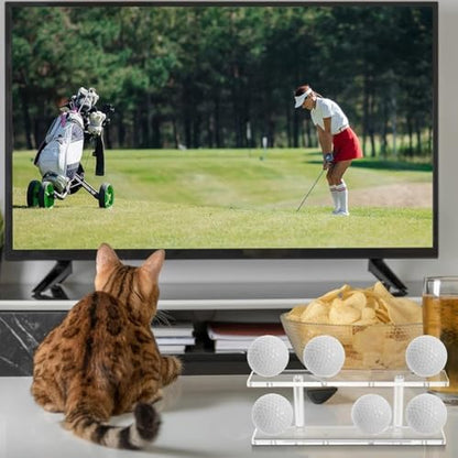 2Pcs Clear Acrylic Golfs Ball Holder Showcase 8 Balls Capacity Display Rack with Secure Grooves Golfs Ball Organizers Small Table Tennis Shelf