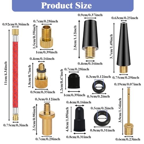 Valve Adaptor Tools, 25PCS Brass Bike Pump Adaptters,Ball Pump Needle, Balloon Inflatable Toys Nozzle Inflator Adapter, Air Pump Accessories for Standard Pump or Air Compressor (25)