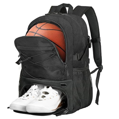 Goloni Basketball Backpack Bag,35L Basketball Bag with with Separate Ball & Shoe Compartments,Large Sports Bag for Basketball - color: black