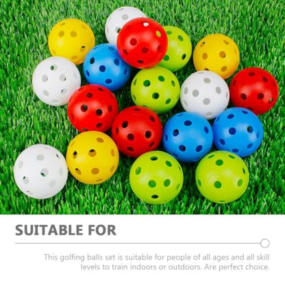 Cabilock 50pcs Practice Golfing Balls Porous Plastic Training Balls Multi-Color Indoor Golf Supplies for Swing and Driving Range Training