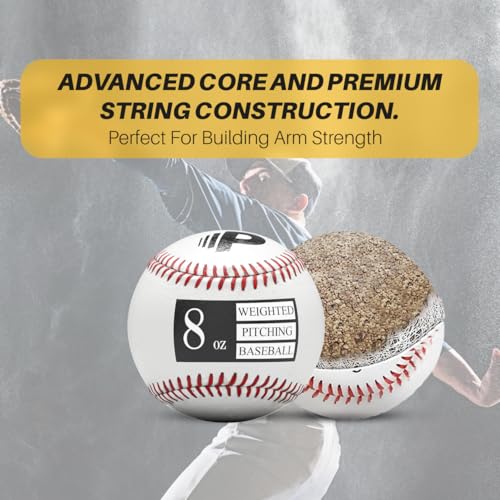 Premier Pitching Weighted Leather Baseballs | Weighted Training Balls to Improve Power & Pitching Training | Increase Pitch Velocity for All Skill Levels - size: 8 oz