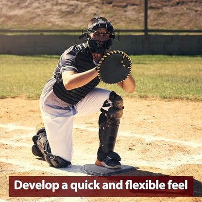 VioraWhite Pancake Baseball and Softball Training Glove - Flat & Soft Premium PVC Fielding Gear for Left-Hand Throw, Great Choice for Teens - color: Black