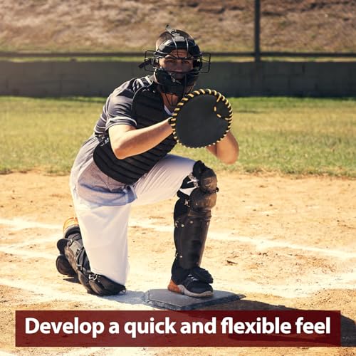 VioraWhite Pancake Baseball and Softball Training Glove - Flat & Soft Premium PVC Fielding Gear for Left-Hand Throw, Great Choice for Teens - color: Black