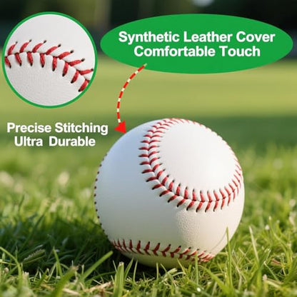 Rarapop Blank Standard Baseball Balls, Official Size 9 Inch Leather Covered Practice Baseball Training Ball for League Play, Pitching, Hitting, Batting, Fielding, Autograph - style: Soft-12pack