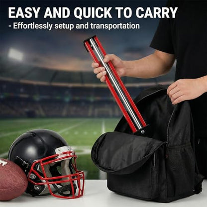 Football Kicking Holder Tee, Metal Foldable Kicking Stand, Adjustable Height Heavy Duty Steel Kickoff Equipment Compatible for Adult and Youth Training