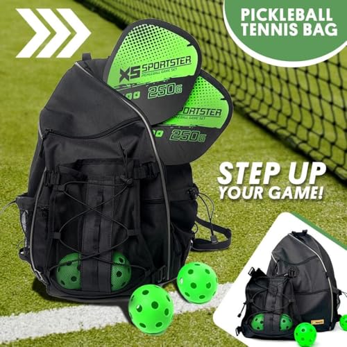 Good E's Pickleball Bag for Women and Men, Compact Sports Backpack, Durable Pickleball Carry Bag with Multiple Pockets, Adjustable Straps and Hook