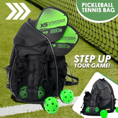 Good E's Pickleball Bag for Women and Men, Compact Sports Backpack, Durable Pickleball Carry Bag with Multiple Pockets, Adjustable Straps and Hook
