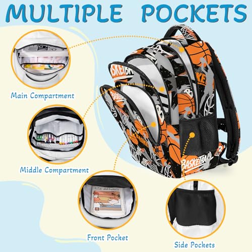 Basketball Backpack for Kids,School Bookbag Large Capacity Adjustable Bookbag Durable Lighting Multi Pockets School Bag Daypack Travel (Basketball) - color: Basketball