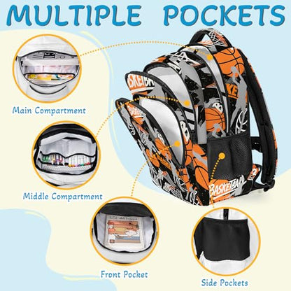 Basketball Backpack for Kids,School Bookbag Large Capacity Adjustable Bookbag Durable Lighting Multi Pockets School Bag Daypack Travel (Basketball) - color: Basketball