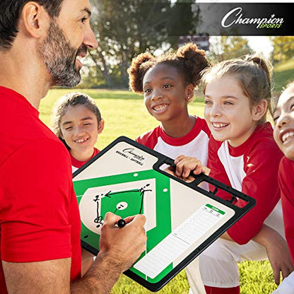 Champion Sports Large & XL Dry Erase Board For Coaching - Whiteboards for Strategizing, Techniques, Plays - 2-Sided Boards with Front Side Full Field - Backside Half Field and Lineup - color: Baseball/Softball, style: XL Coaches Board