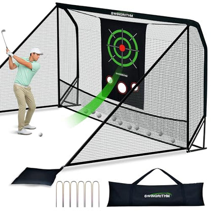 Golf Practice Hitting Net for Driving Real Balls - 10x7ft Heavy Duty Golf Nets for Backyard with Hitting Target Indoor & Outdoor Driving Range Practice, Portable with Carry Bag