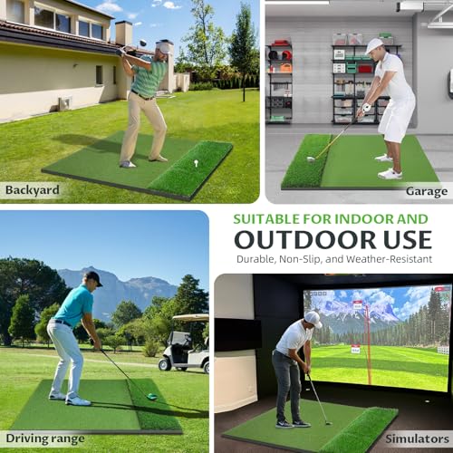 Bltend Dual Turf Golf Mat 31mm: 5x5ft/5x4ft Heavy-Duty Golf Hitting Mats Practice Outdoor/Indoor, Elite Dense Artificial Turf Matt Training Aid for Garage/Simulators/Driving Range/Backyard - style: 5'x5' Elite - 31mm