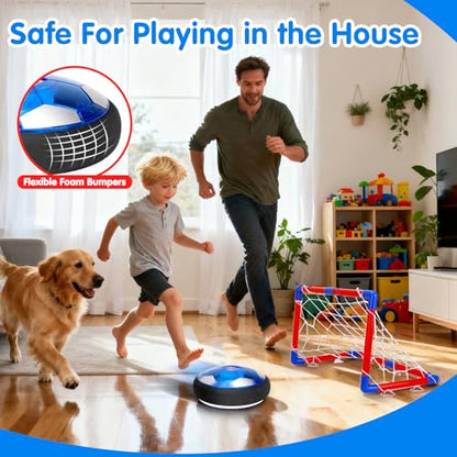 Qirptey 3 in 1 Hover Soccer Ball Toddler Hockey Set with LED Lights Indoor Toys for Kids Soccer Gift for Boys 6-8 8-12 Kids Sports Soccer Games 3 4 5 6 7 8 Year Old Boy Age 4-8 Birthday Gift