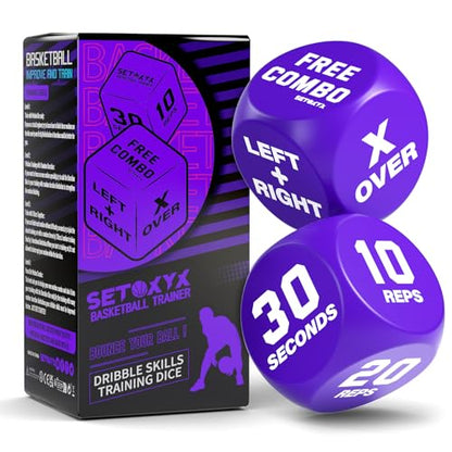 Basketball Dribble Skills Dice Set - Training Equipment - Basketball Gift for Boys.Dribble Skills Training for Beginner and Party Favors - color: Purple