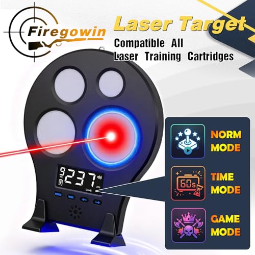 Laser Training Target - Indoor Dry Fire Shooting Target with 4-Zone Scoring Display, 3 Training Modes (Normal/Timer/Game), History Memory & Carry Case - for IIIA Laser Training Cartridges