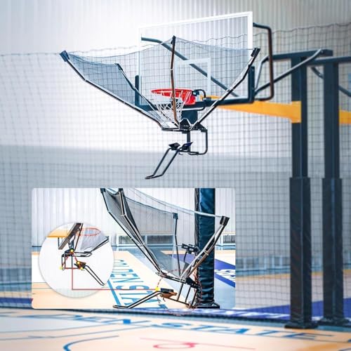 Basketball Practice Network Wall-Mounted Basketball Hoops Return Attachment, Indoor Outdoor Basketball Shot Trainer Equipment Foldable, Adult/Teens/Child