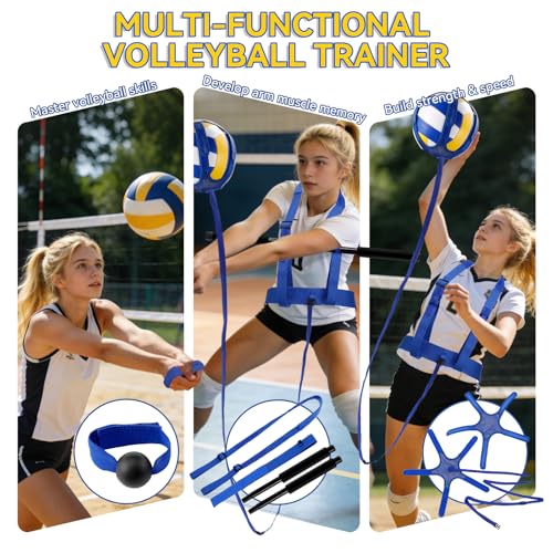 Volleyball Training Equipment - Solo Volleyball Trainer Aid for Serve, Spike, Set, Pass - Adjustable Volleyball Equipment and Practice Sticks for Beginners & Lovers