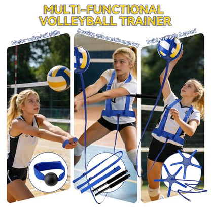 Volleyball Training Equipment - Solo Volleyball Trainer Aid for Serve, Spike, Set, Pass - Adjustable Volleyball Equipment and Practice Sticks for Beginners & Lovers