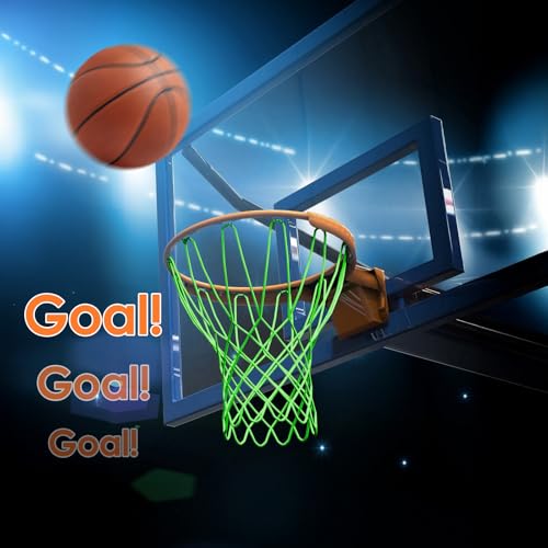 Basketball Net Outdoor Luminous Basketball Net Nightlight Glow Basketball Net Replacement 12 Loops Portable Nylon Basketball Net for Sports All Weather Anti Whip