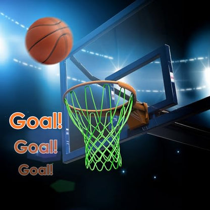 Basketball Net Outdoor Luminous Basketball Net Nightlight Glow Basketball Net Replacement 12 Loops Portable Nylon Basketball Net for Sports All Weather Anti Whip