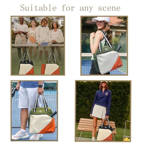 Pickleball Bag for Women Men Large Tennis Backpack for Pickleball, Tennis, Racketball, and Travel Sling Bag with Shoe Compartment and Fence Hook External Ball B-ag and Adjustable Shoulder Strap - color: Army green