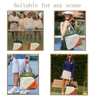 Pickleball Bag for Women Men Large Tennis Backpack for Pickleball, Tennis, Racketball, and Travel Sling Bag with Shoe Compartment and Fence Hook External Ball B-ag and Adjustable Shoulder Strap - color: Army green