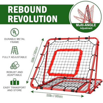 BaseGoal Baseball and Softball Rebounder Net,Baseball Rebounder,Volleyball Rebounder,Pitch Back Net,Multi-Sport Training Rebound Screen,with Pitching Target,Easy Adjustable Angles