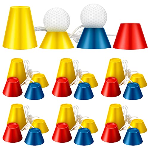 Gejoy 24 Pieces Rubber Winter Golf Tees Golf Rubber Tees Practice Tee Holder with 4 Different Height for Practice, 38,22,16.5,12 mm - color: Red, Yellow ,Blue