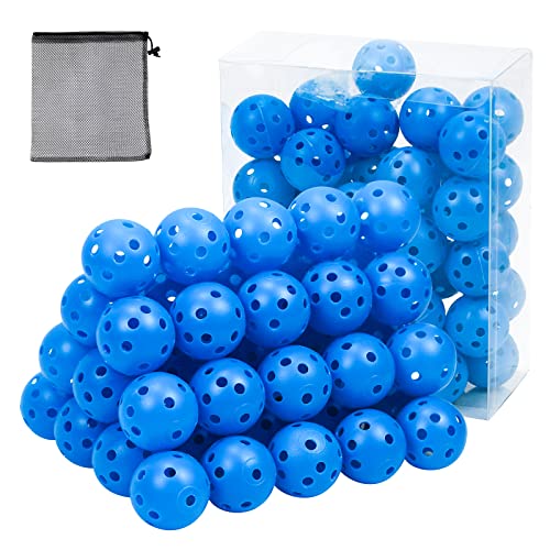 Plastic Golf Balls Practice Limited Flight Golf Training Ball Hollow Swing Practice Indoor Golf Balls with Mesh Drawstring Bag for Backyard Driving Range or Outdoor - color: Blue