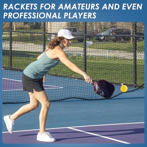 Pickle Ball Set Pickleball Paddles Set of 2 Carbon Fiber Pickleball Paddle Includes 4 Balls, 2 Ball Pickers, 1 Ball Bag Best Gifts for Junior and Professional Pickleball Equipment - color: Silver