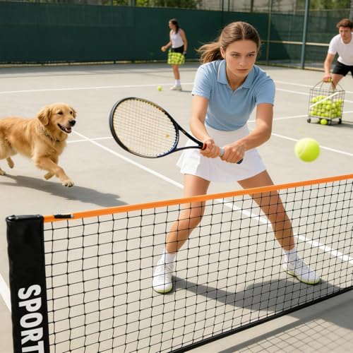 Badminton Net Portable,Foldable Height Adjustable Weatherproof - Tennis Net Outdoor Games | for Kids Adults Sports Training Practice Beach Court Driveway Park Playground Outdoor - size: 4.1m