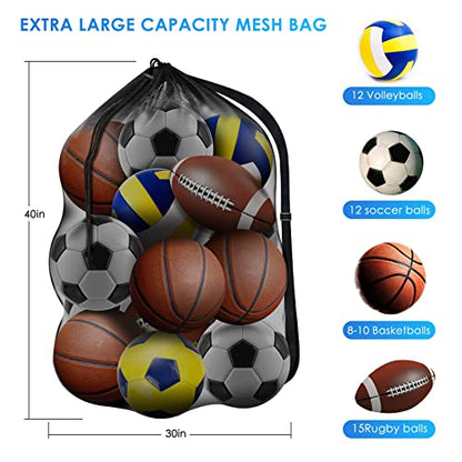 BROTOU Extra Large Sports Ball Bag Mesh, Basketball Bags Team Balls, Adjustable Shoulder Strap, Ball Bags for Holding Soccer, Football, Volleyball, Swimming Gear (30” x 40”) - color: 3PCS