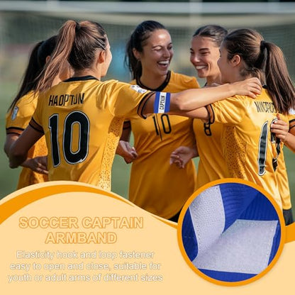 MECCANIXITY Soccer Captain Armband, Captain Arm Band for Soccer Elastic Captain C Arm Band Sport Captain Armbands for Football Team Training Youth & Adult - color: Blue