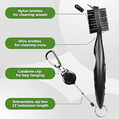 ATTRACTIVE Golf Towels, Microfiber Waffle Pattern Towels - Golf Club Brush with Cleaning (2 Green Towel+Black Brush) - color: Green