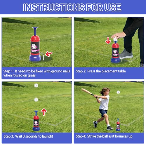 Portable Baseball Hitting Training, Tee Ball Popper Batting Practice Tool,Hitting Tee for Perfect Swings, Batting Machine for Practicing Hitting Without a Pitcher