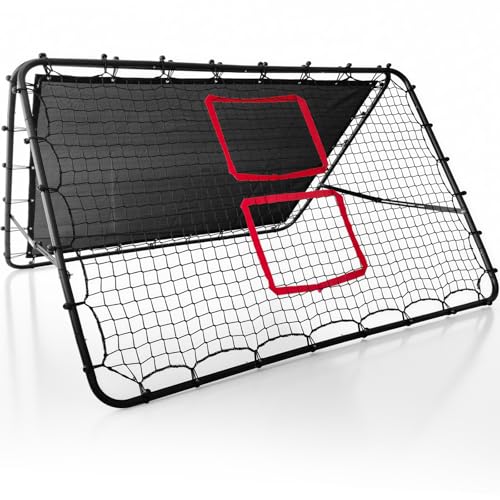 Adjustable Soccer Rebound Net | Double-Angle Soccer Trainer with Steel Frame | Portable Folding Rebounder for Passing & Shooting Practice | Outdoor Sports Equipment for Youth & Adult - size: 6×4FT