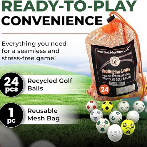Golf Ball Monkey Recycled for Chrome Soft Truvis Soccer Golf Balls Multicolored Mix in Good Condition Used Truvis Golf Balls Soccer with Mesh Bag - style: 24 - Good