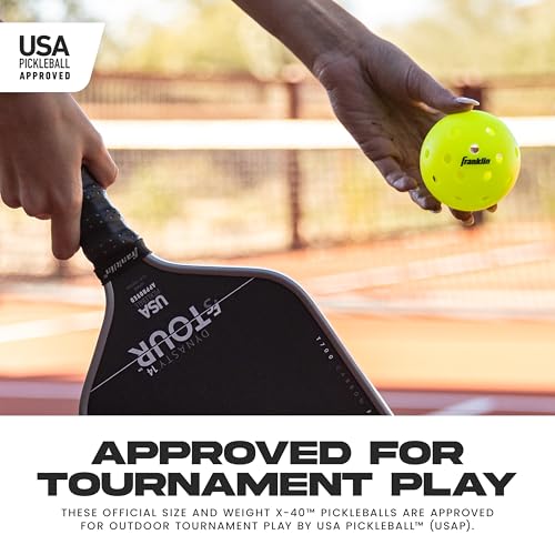 Franklin Sports X-40 Outdoor Pickleballs - Official Ball of USA Pickleball, APP Tour + US Open - Regulation Size