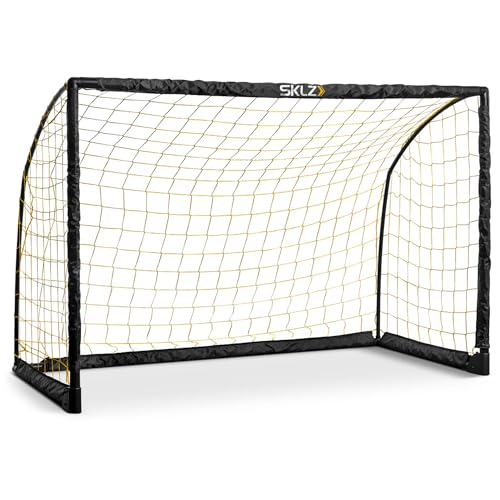 SKLZ Youth Striker Goal – 6x4 Soccer Goal for Kids, Foldable & Portable, Weather-Resistant, Pre-Assembled Net, Quick Setup, Backyard Soccer Goal for Shooting Practice and Skill Development