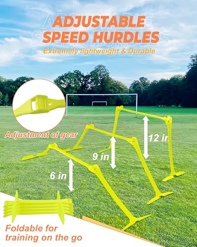 Speed and Agility Training Set, Agility Training Equipment for Kids with 20ft Sports Agility Ladders, Cones, Agility Hurdles, Resistance Parachute, Jump Rope for Basketball, Soccer