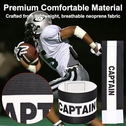 4 Pcs Captain Armbands for Football Soccer Training, Adult & Youths Elastic Breathable Adjustable Sports Arm Band Kids Junior Captain Armband Sport Accessory Black