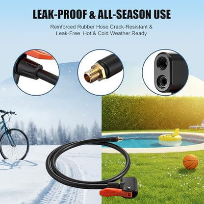 Enhon 32.87'' Presta Valve Adaptor for Schrader and Presta Valve, Locking Tire Chuck Tube for Portable Tire Inflators, Bike Pump Needle, for Car, Motorcycle, Bike, Ball, Swimming Pools Products