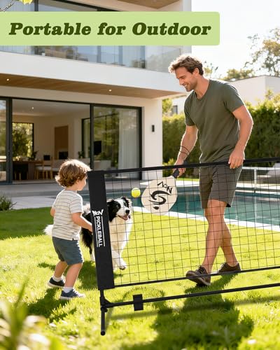 NQV Pickleball Set with Net-10FT Half Court Size Pickleball Net+Wood Pickleball Paddles+Pickle Balls+Ball Retrievers+Pickleball Court Marking Kit, Portable Driveway Outdoor Indoor for Beginners Pros - style: 4-player set