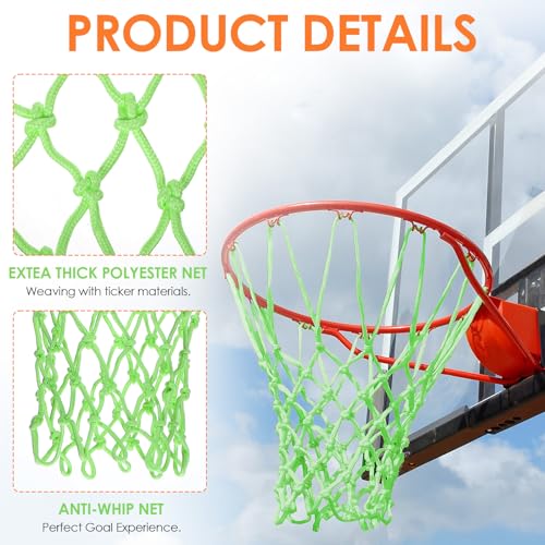 Basketball Net Outdoor Luminous Basketball Net Nightlight Glow Basketball Net Replacement 12 Loops Portable Nylon Basketball Net for Sports All Weather Anti Whip