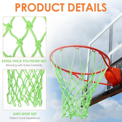 Basketball Net Outdoor Luminous Basketball Net Nightlight Glow Basketball Net Replacement 12 Loops Portable Nylon Basketball Net for Sports All Weather Anti Whip