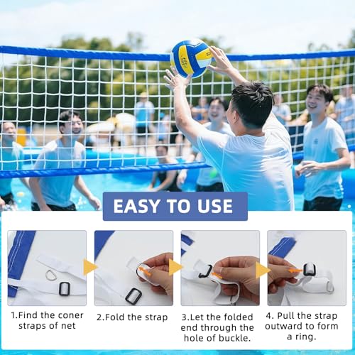 15FT Pool Volleyball Net with 10Ft Straps Portable Volleyball Net with Carrying Bag Volleyball Small Pool Net for Outdoor Indoor Backyard Yard Beach Above Ground Pool Swimming Pool (Net Only)
